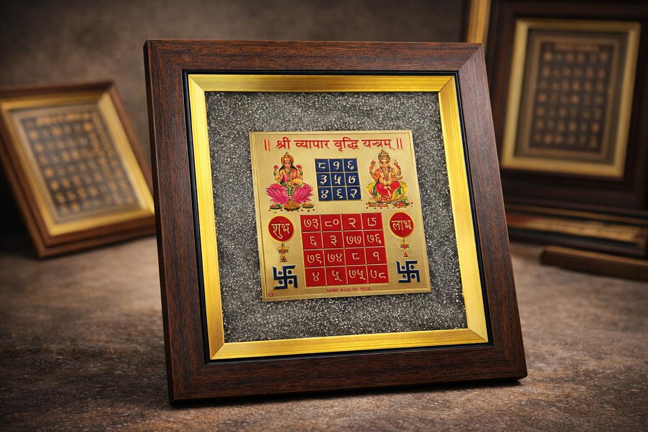 Shree Vyapar Vriddhi Yantra Gold Plated Decorative Frame - Image 3