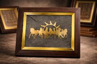 Golden Seven Horses with Rising Sun Decorative Frame