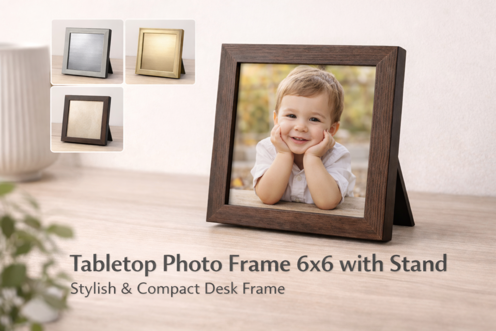 Tabletop Photo Frame 6x6 with Stand – Stylish & Compact Desk Frame