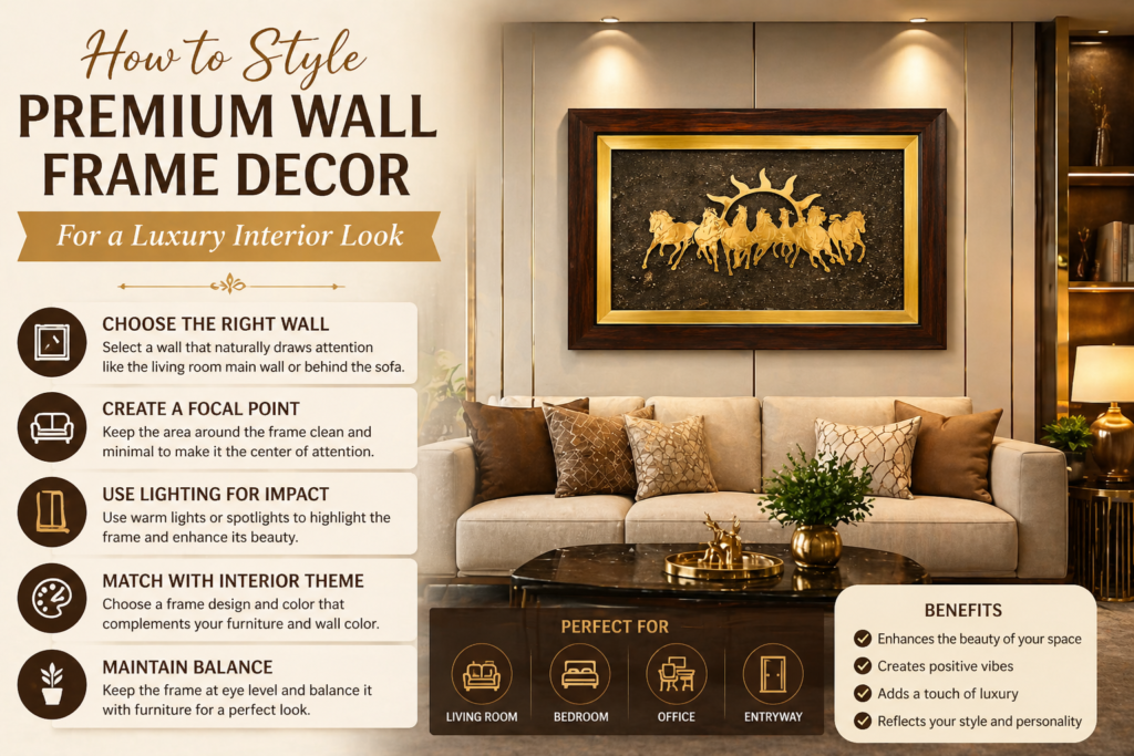 Learn how to style premium wall frame decor for a luxury interior look. Discover placement tips, lighting ideas, and design tricks to enhance your home or office. | frames | photo frames | om frame