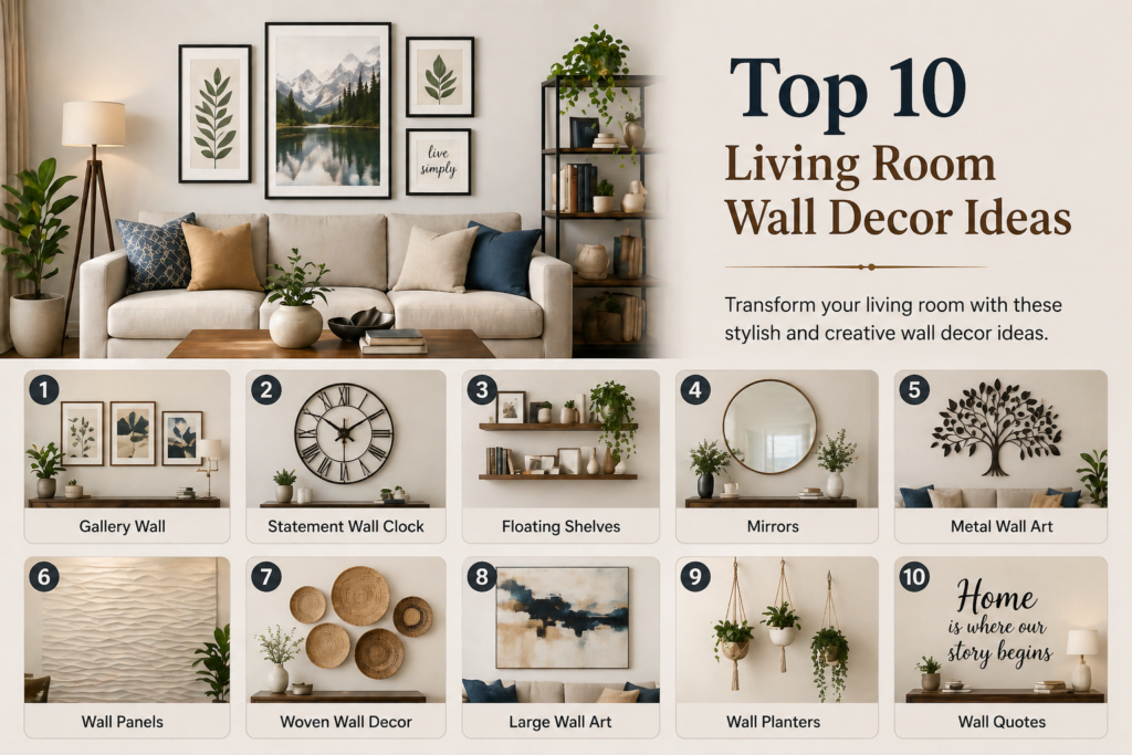 Top 10 Living Room Wall Decor Ideas to Transform Your Space | OM Frames & Decor
