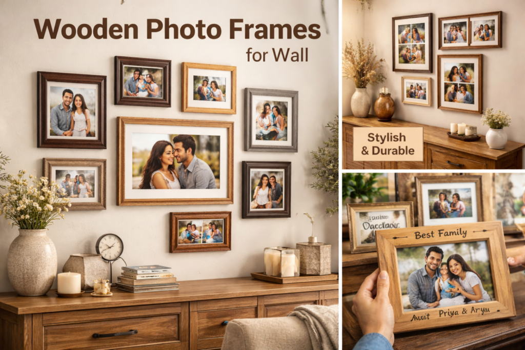 wooden photo frames for wall design